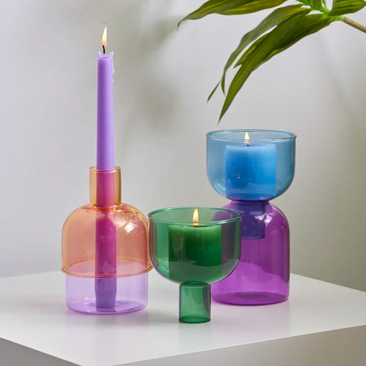 Colourful Glass Candle Holder