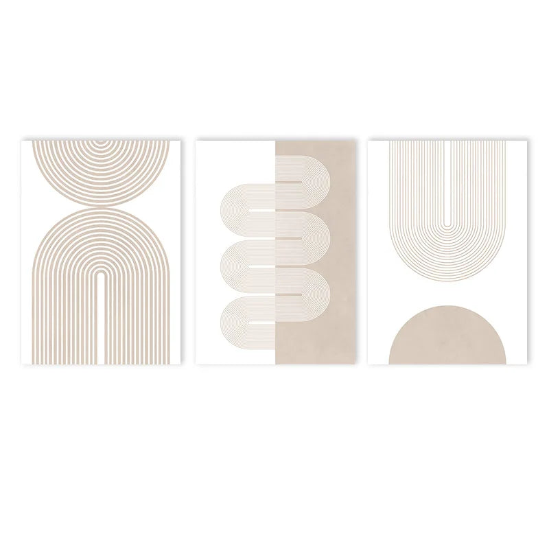 Beige Boho Geometry- 3pc Wall Art Set