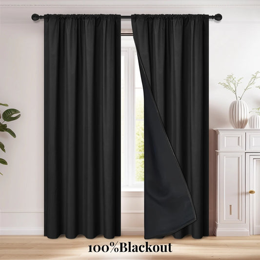 1pc 100% Blackout Curtain Panel with Rod Pocket
