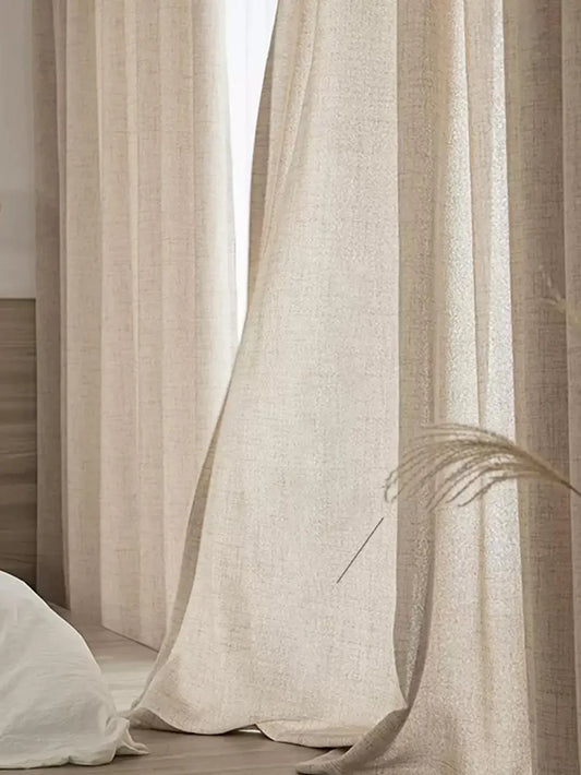 Japanese-Inspired Cotton & Linen Semi-Sheer Curtain