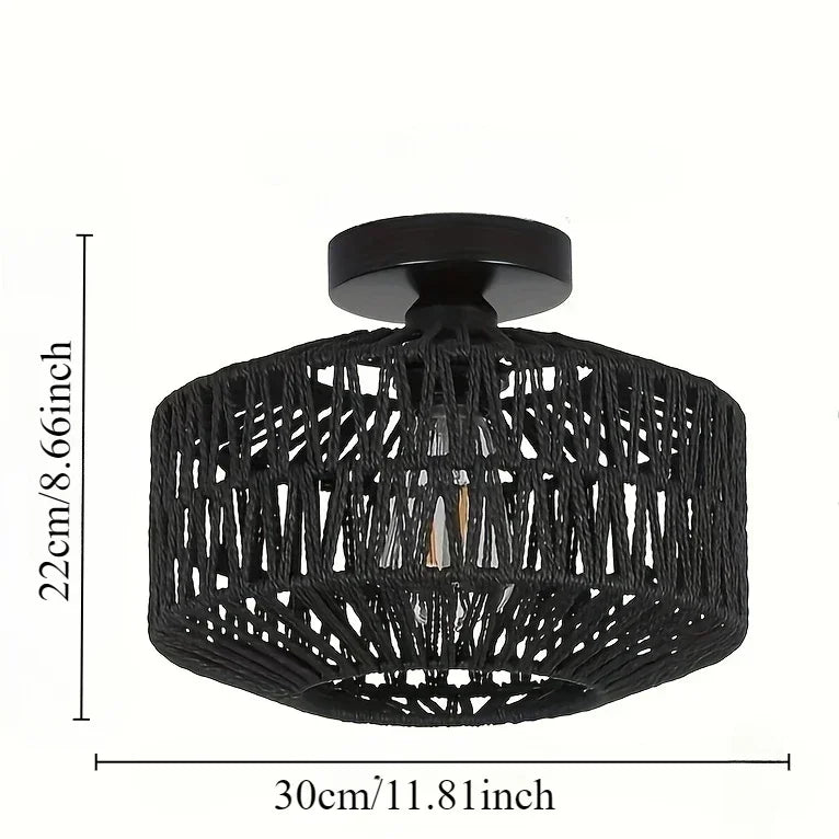 Braided Straw Rope Lampshade Chandelier
