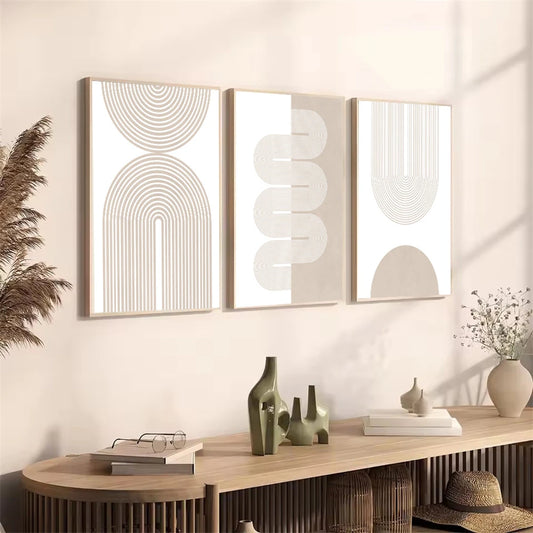 Beige Boho Geometry- 3pc Wall Art Set
