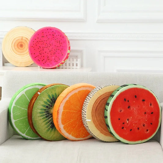 Round Throw Pillows 3D Print Fruit Shape Cushion