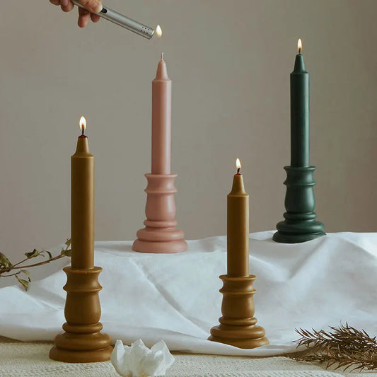 Integrated Mold Retro Creative Long Pole Candle Holder