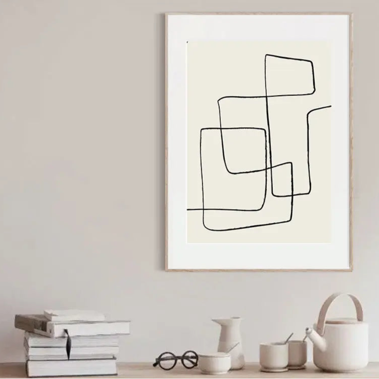 Abstract Modern Minimalist Black and White Art Painting