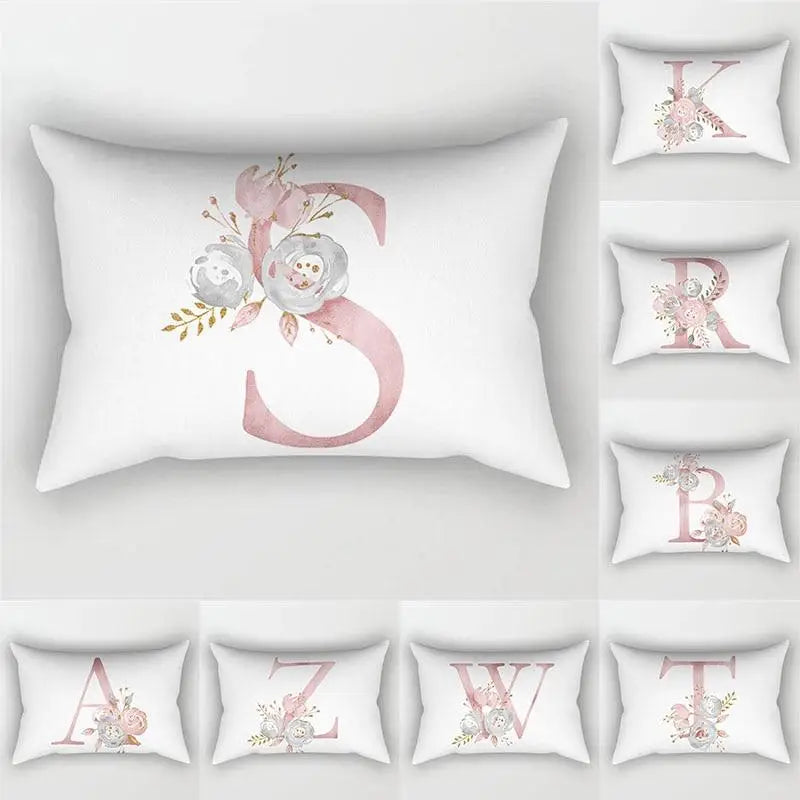 Pink Letter Cushion Cover Pillowcase