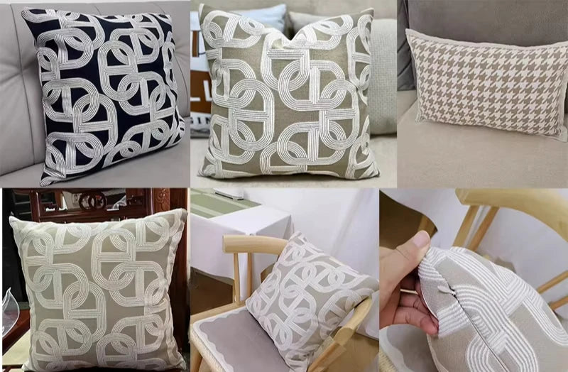 Nordic Oatmeal Light Luxury Cushion Cover Geometric Jacquard Pillow Covers Decorative Modern High-end  Pillows Decor Home