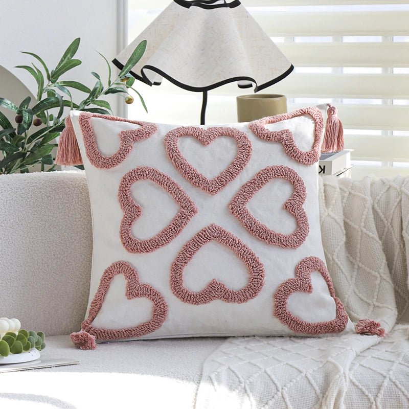 Love Tuft With Tassel Cushion Cover