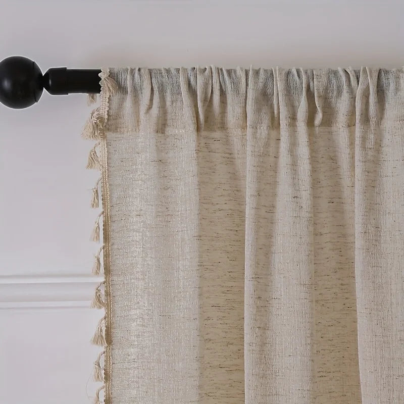 Natural Linen Semi-Sheer Curtain
