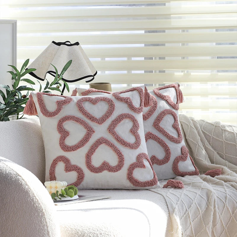 Love Tuft With Tassel Cushion Cover