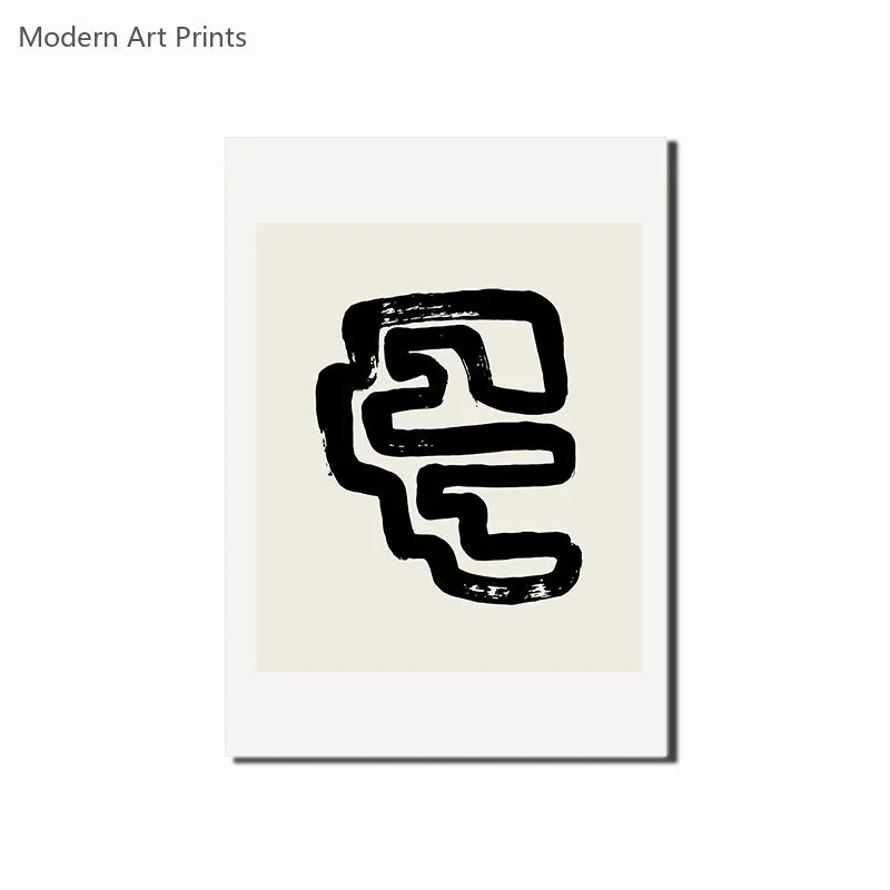 Abstract Modern Minimalist Black and White Art Painting