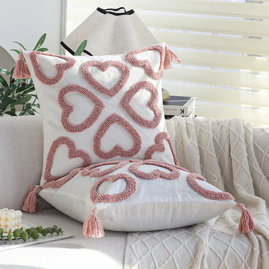 Love Tuft With Tassel Cushion Cover