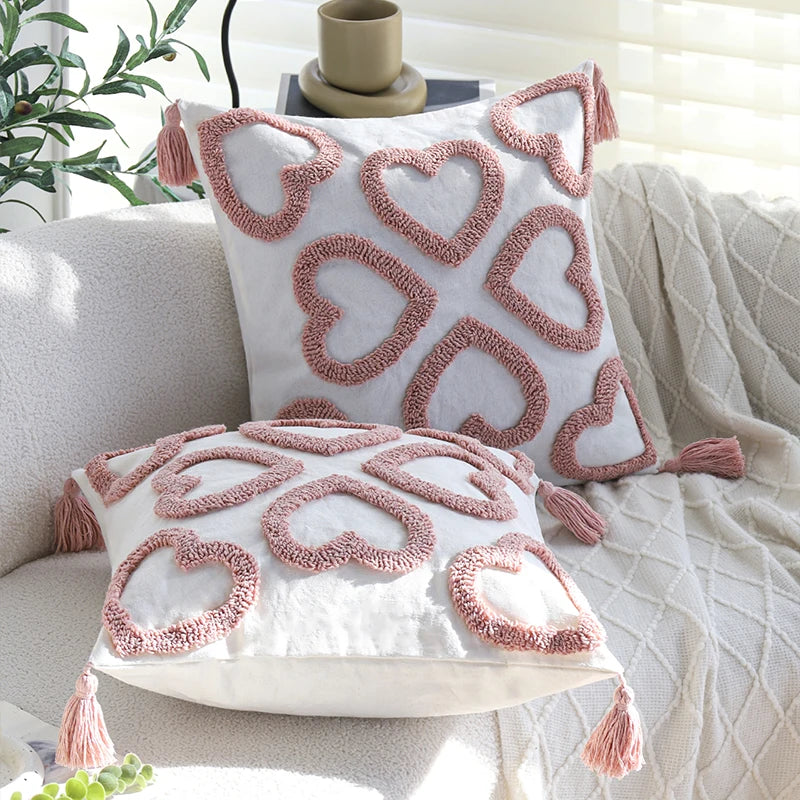 Love Tuft With Tassel Cushion Cover