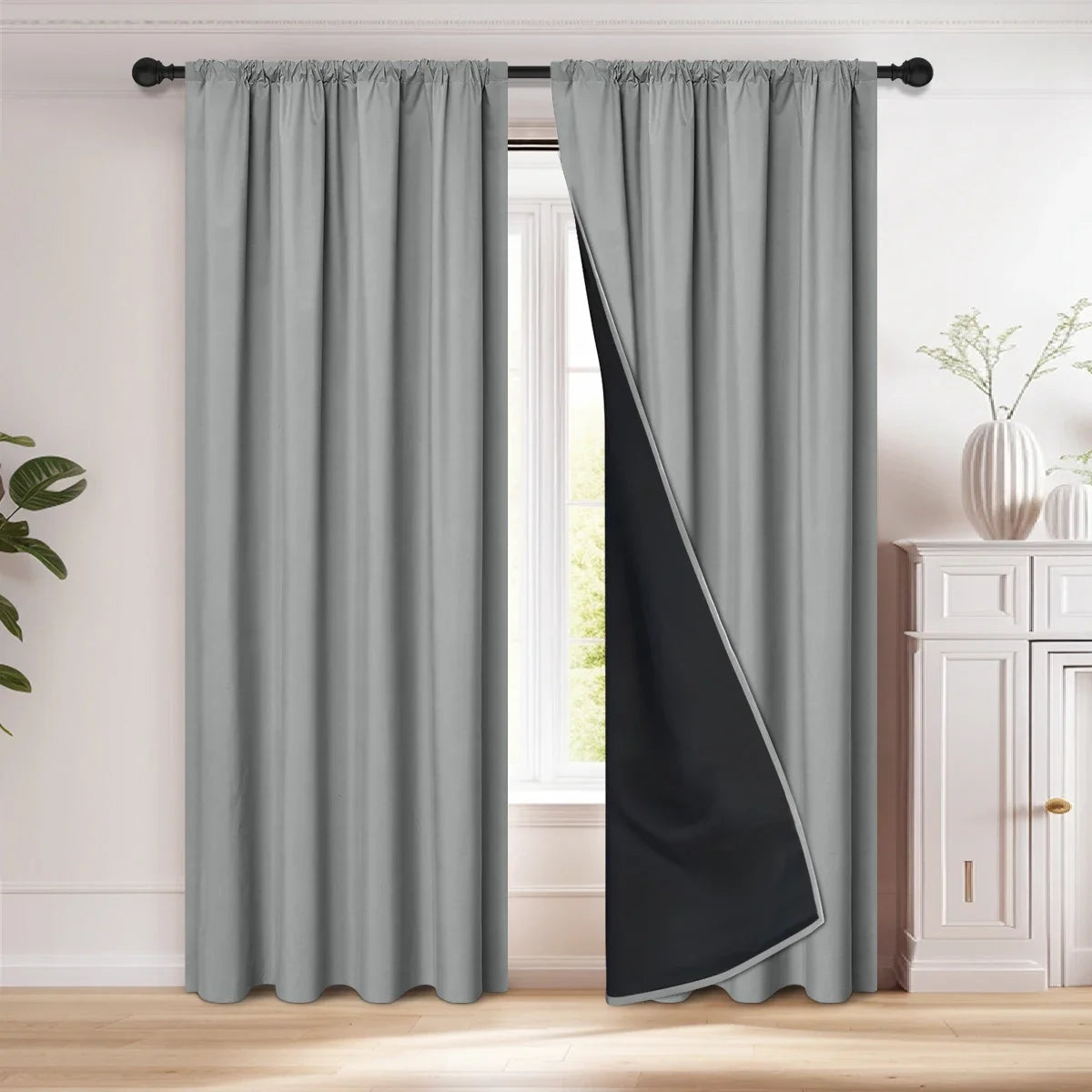 1pc 100% Blackout Curtain Panel with Rod Pocket