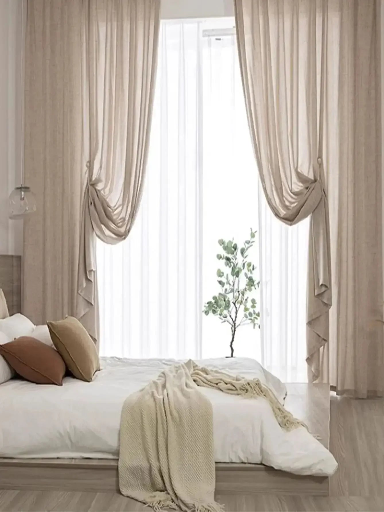 Japanese-Inspired Cotton & Linen Semi-Sheer Curtain