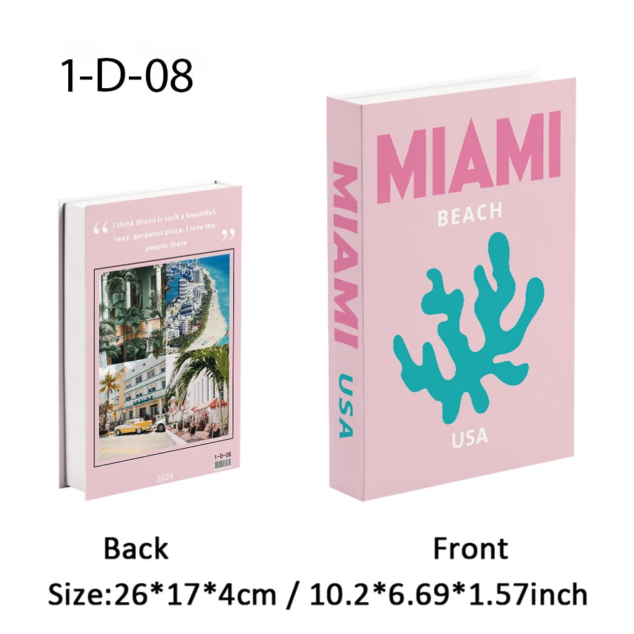 2025 Travel Series Fake Book Storage Box Luxury Decorative Books Ibiza Miami Hawaii Coffee Table Bedroom Interior Home Decor