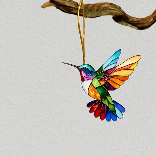 New Colored Bird Decoration Pendant Creative Flat Acrylic Hanging Decoration Home Window Garden Car Decoration Accessories