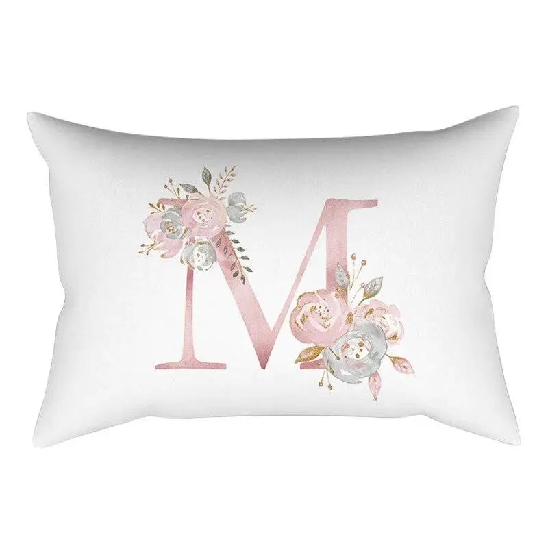 Pink Letter Cushion Cover Pillowcase