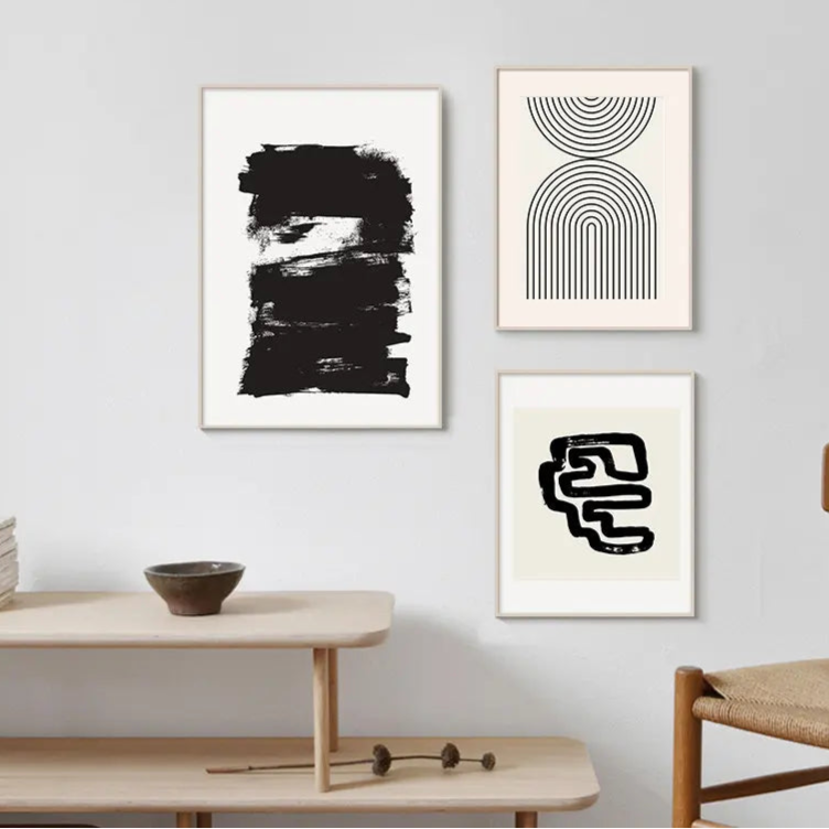 Abstract Modern Minimalist Black and White Art Painting
