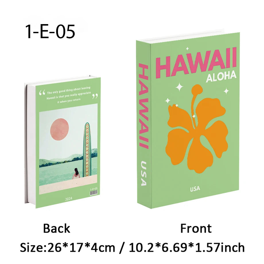 2025 Travel Series Fake Book Storage Box Luxury Decorative Books Ibiza Miami Hawaii Coffee Table Bedroom Interior Home Decor
