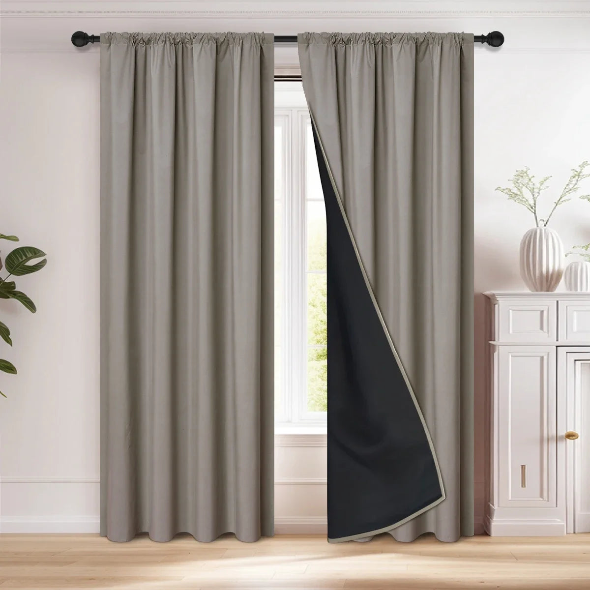 1pc 100% Blackout Curtain Panel with Rod Pocket