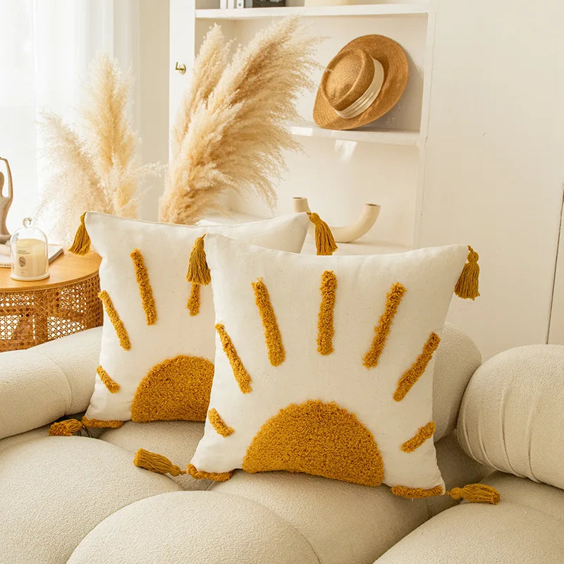 Boho Golden Yellow Tufted Cushion