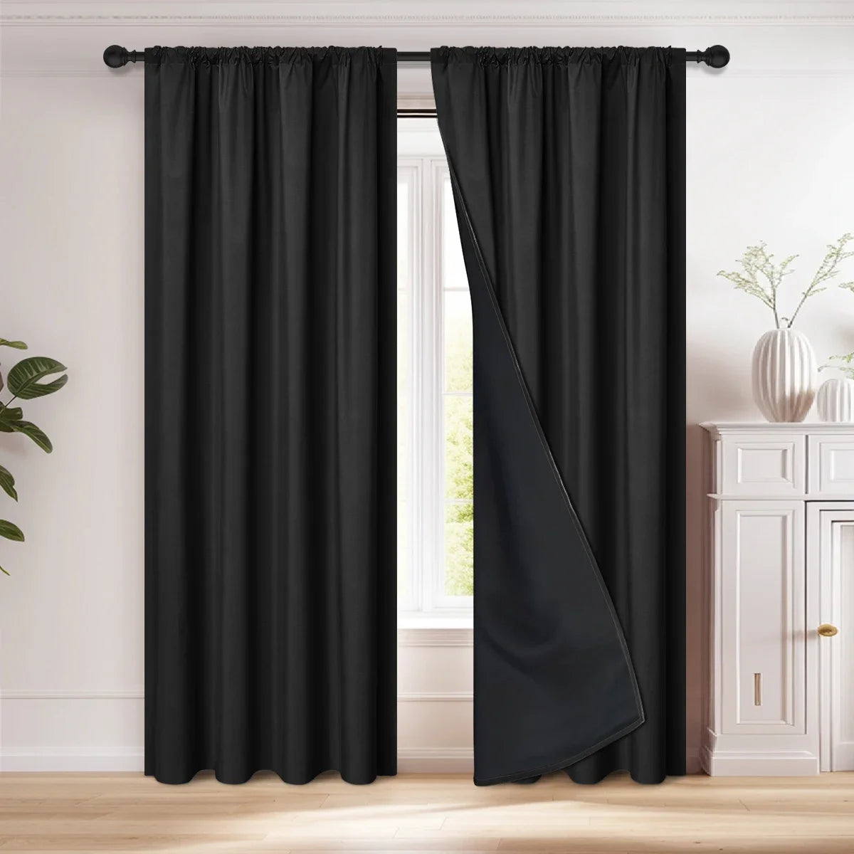 1pc 100% Blackout Curtain Panel with Rod Pocket