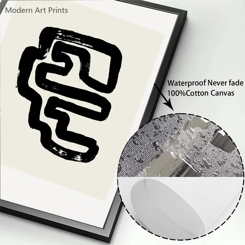 Abstract Modern Minimalist Black and White Art Painting