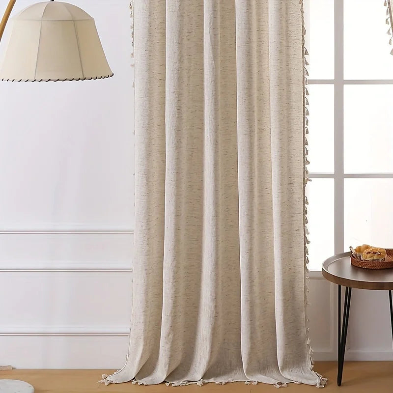 Natural Linen Semi-Sheer Curtain