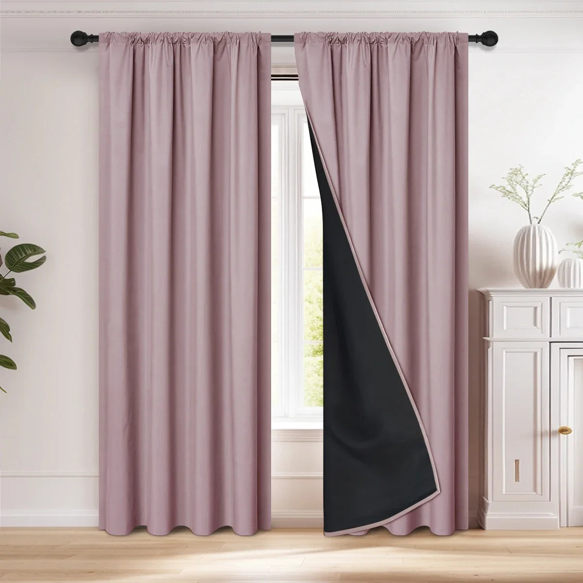 1pc 100% Blackout Curtain Panel with Rod Pocket