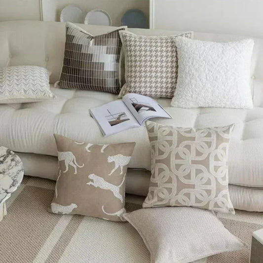 Nordic Oatmeal Light Luxury Cushion Cover Geometric Jacquard Pillow Covers Decorative Modern High-end Pillows Decor Home