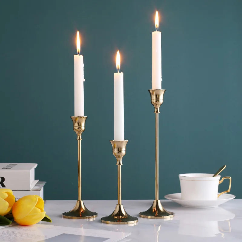 Elegant 3Pcs/Set European Style Taper Candle Holder