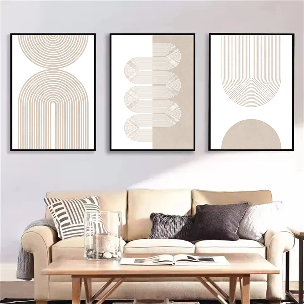 Beige Boho Geometry- 3pc Wall Art Set