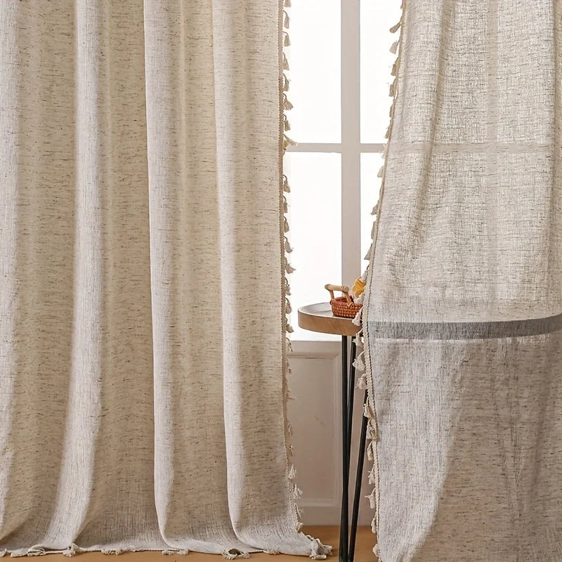 Natural Linen Semi-Sheer Curtain