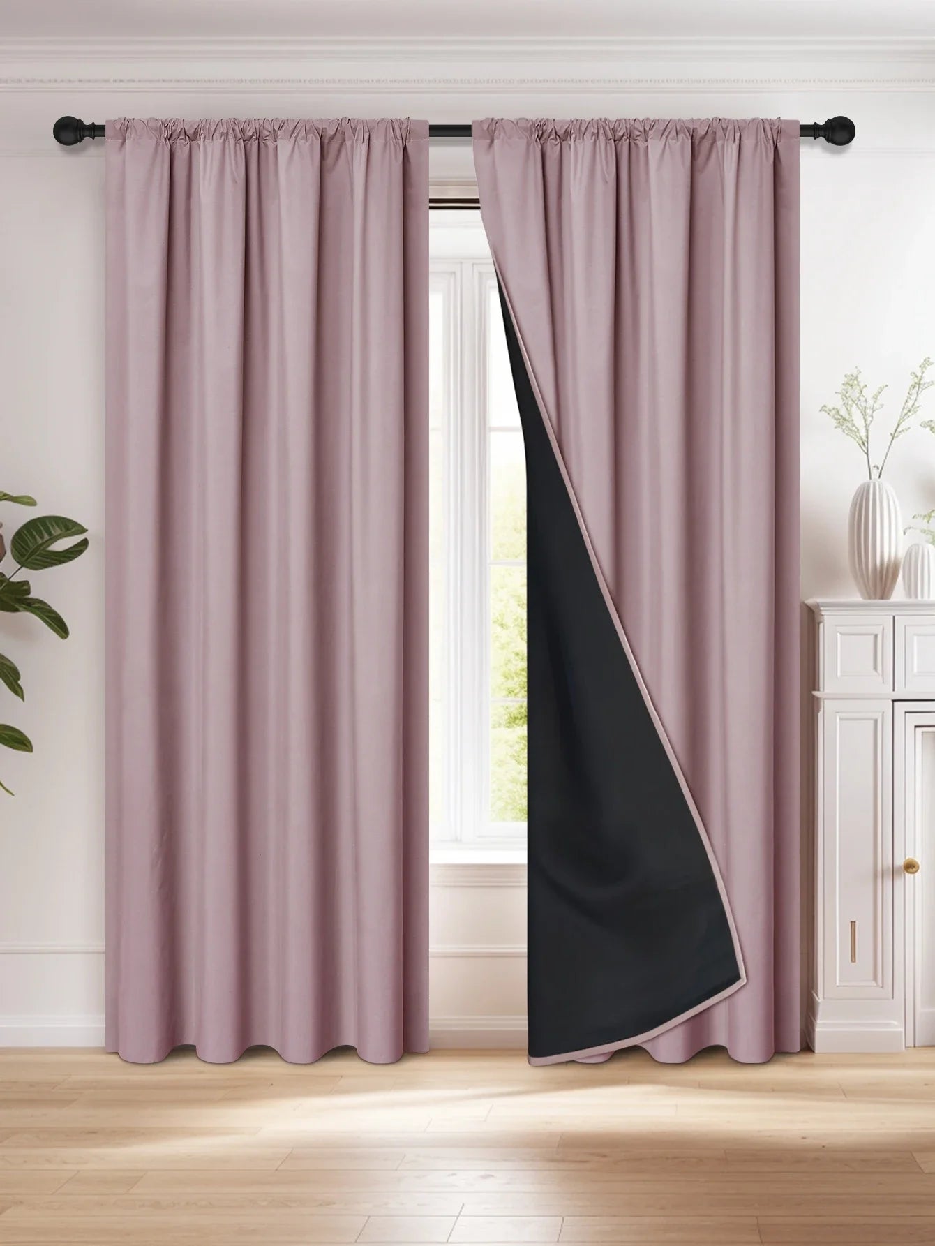 1pc 100% Blackout Curtain Panel with Rod Pocket