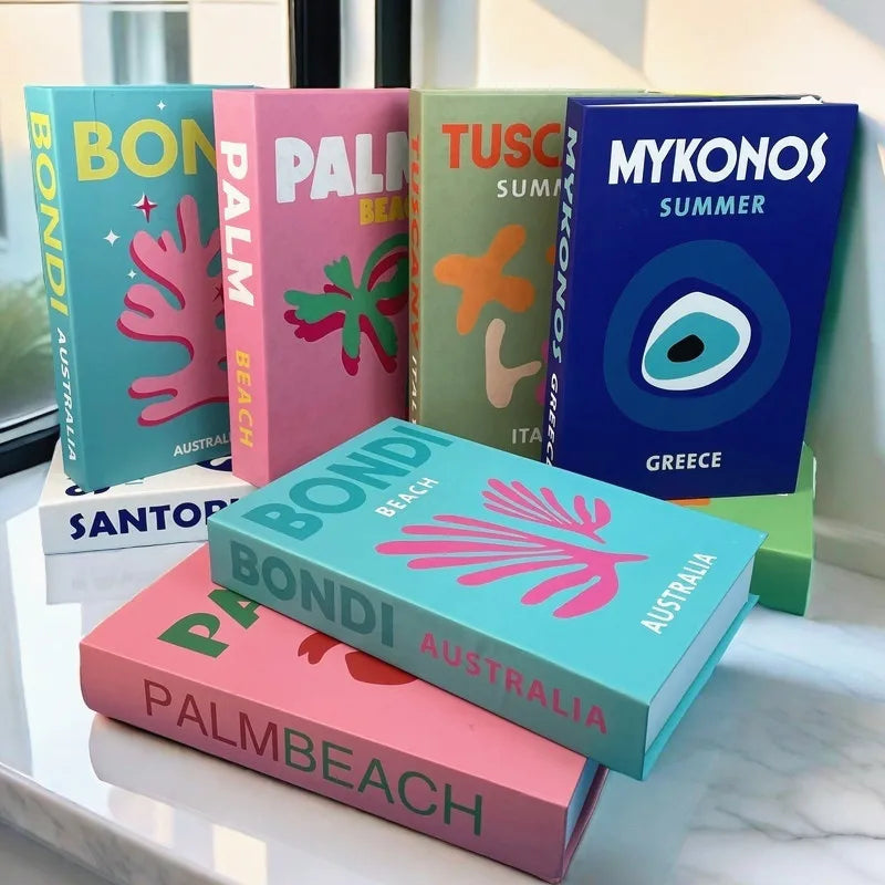 2025 Travel Series Fake Book Storage Box Luxury Decorative Books Ibiza Miami Hawaii Coffee Table Bedroom Interior Home Decor