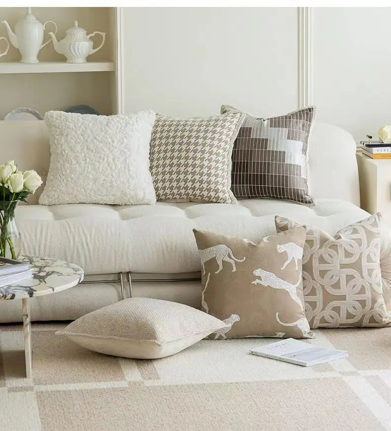 Nordic Oatmeal Light Luxury Cushion Cover Geometric Jacquard Pillow Covers Decorative Modern High-end  Pillows Decor Home