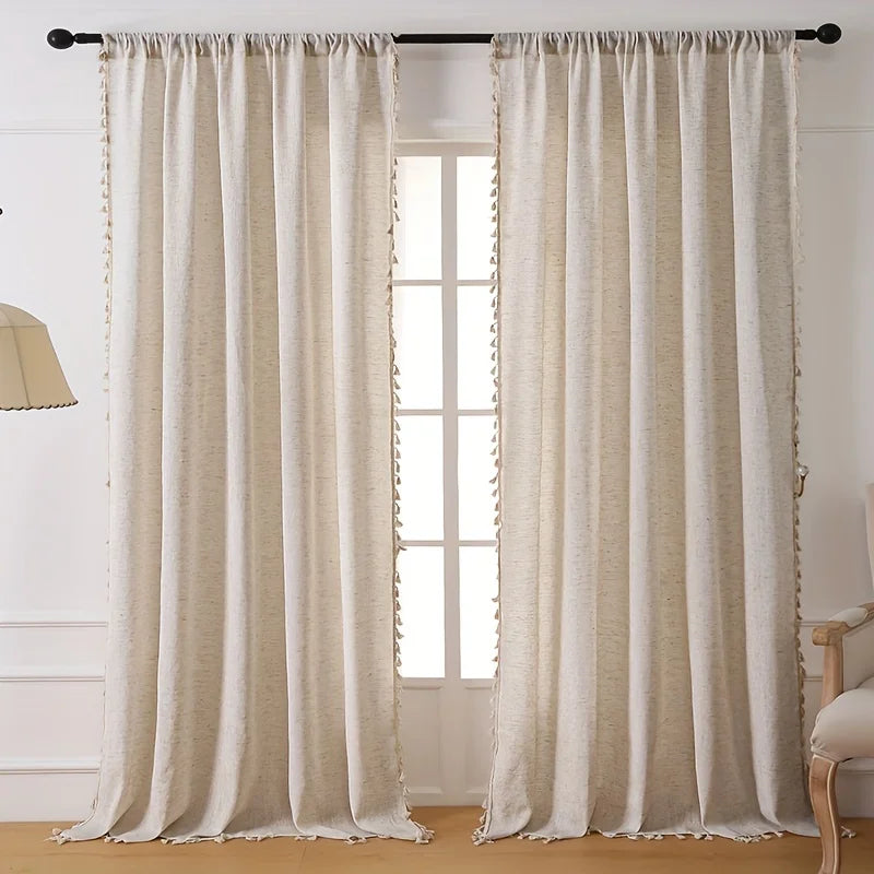 Natural Linen Semi-Sheer Curtain