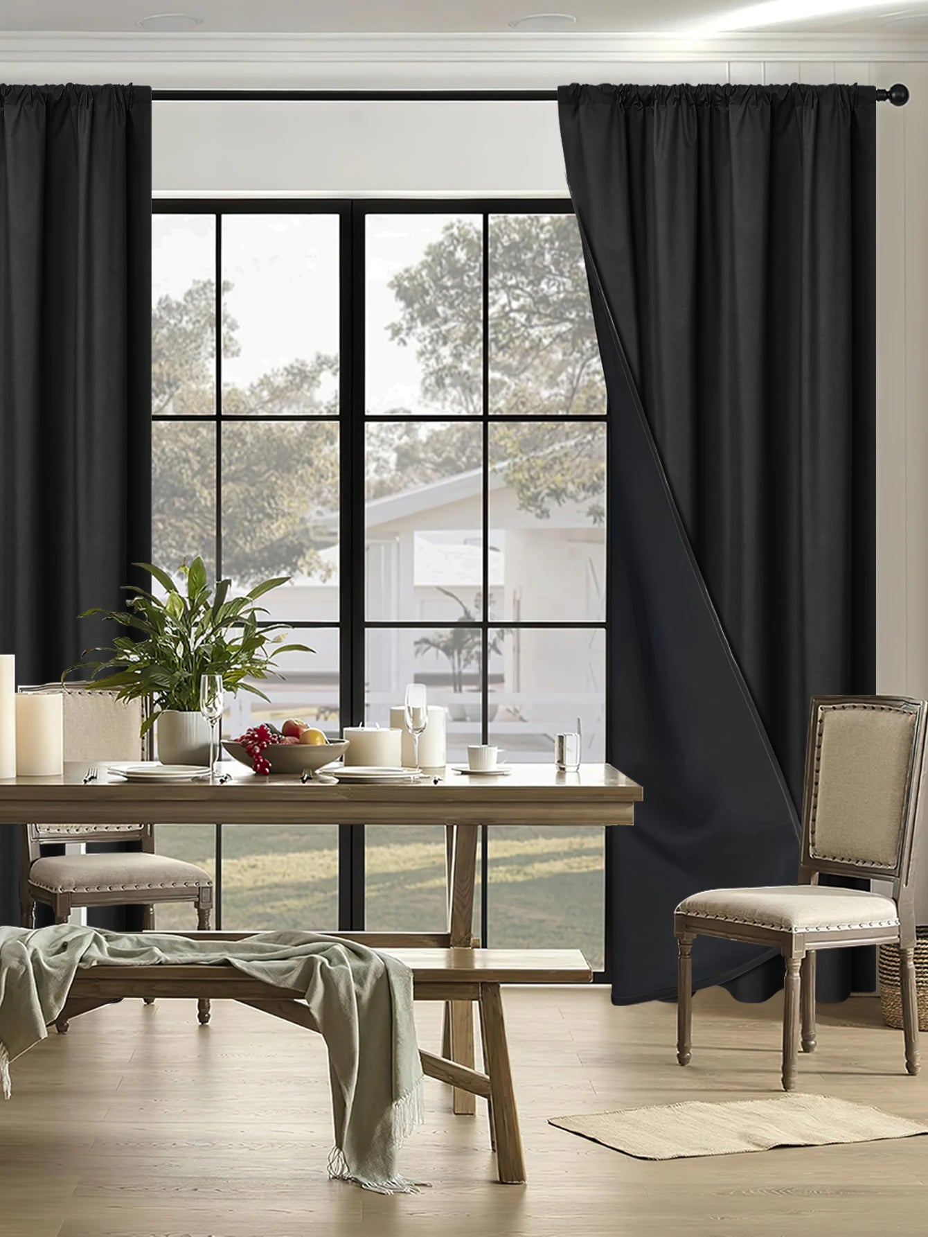1pc 100% Blackout Curtain Panel with Rod Pocket