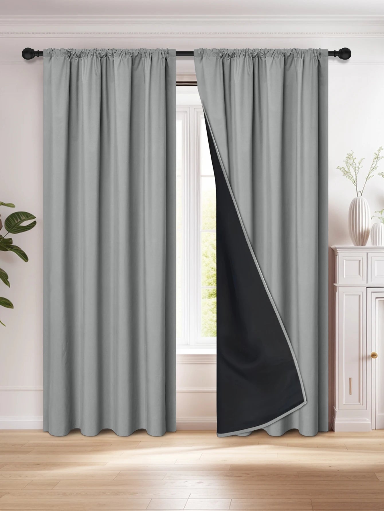1pc 100% Blackout Curtain Panel with Rod Pocket