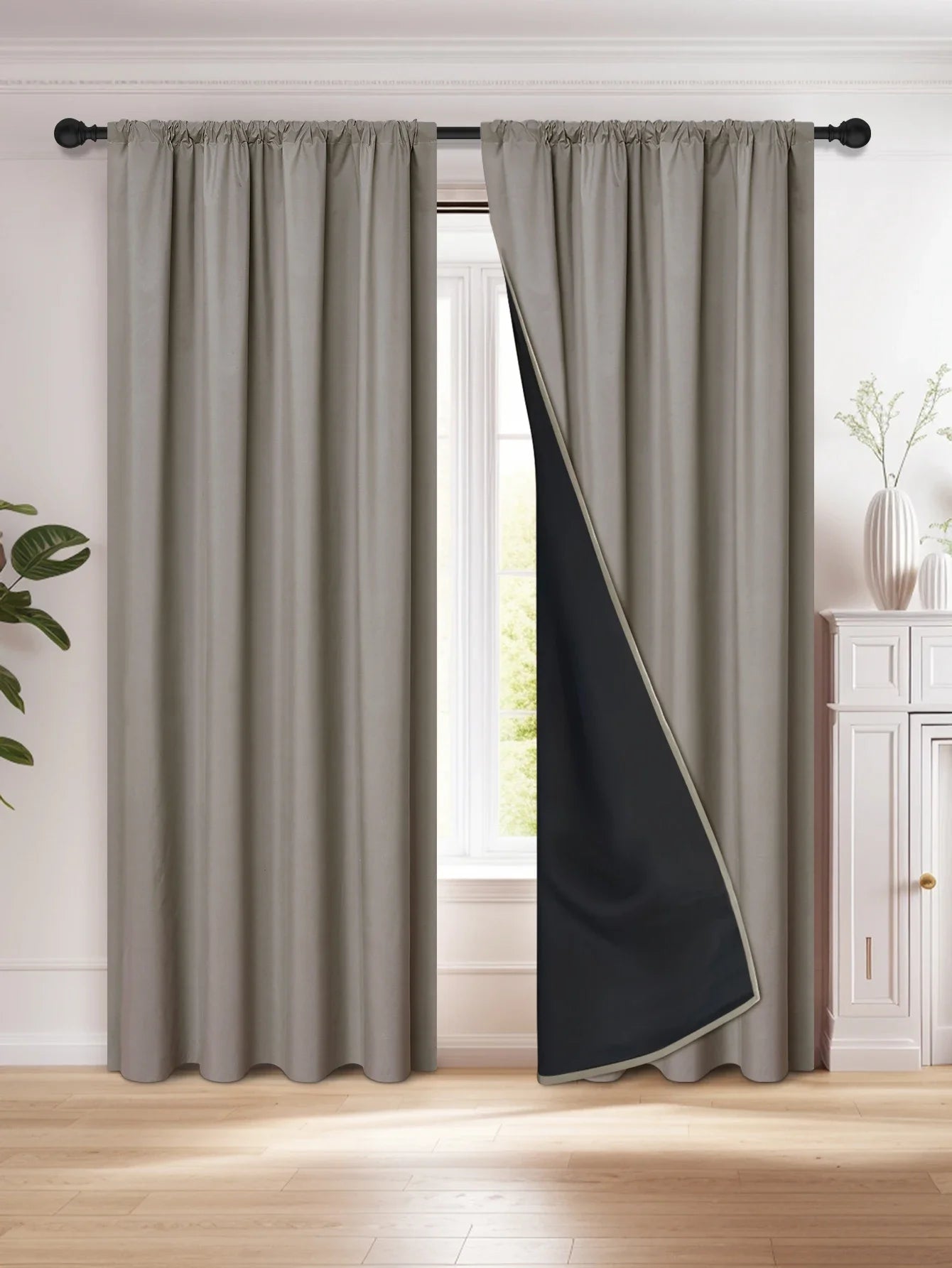 1pc 100% Blackout Curtain Panel with Rod Pocket
