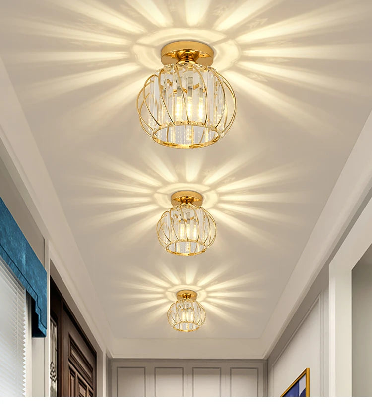 Nordic Modern K9 Crystal Ceiling Lights Indoor Ceiling Lamp Hallway Stairs  Bedroom Lustre Dining Room Fixtures Home Decor