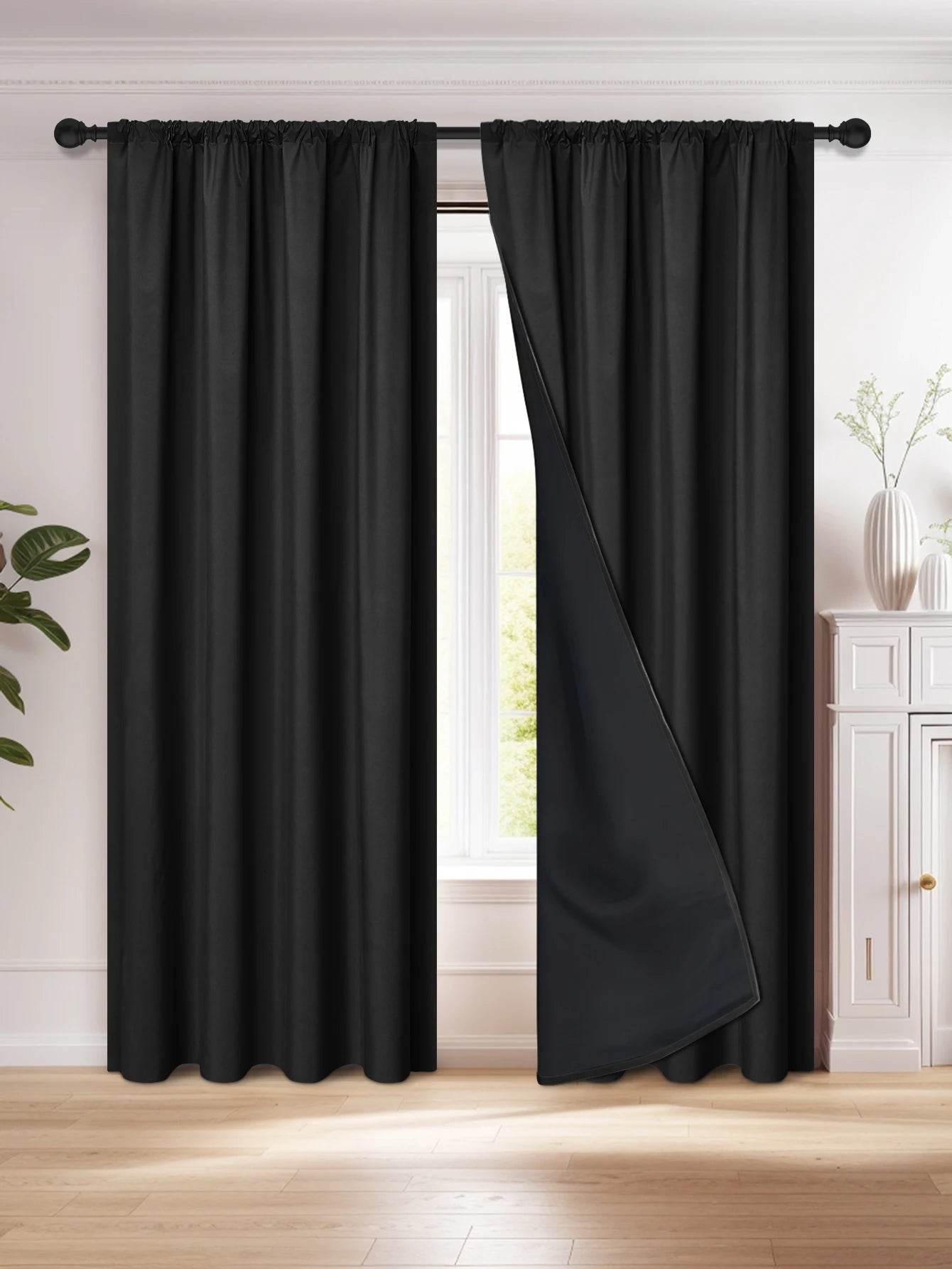 1pc 100% Blackout Curtain Panel with Rod Pocket