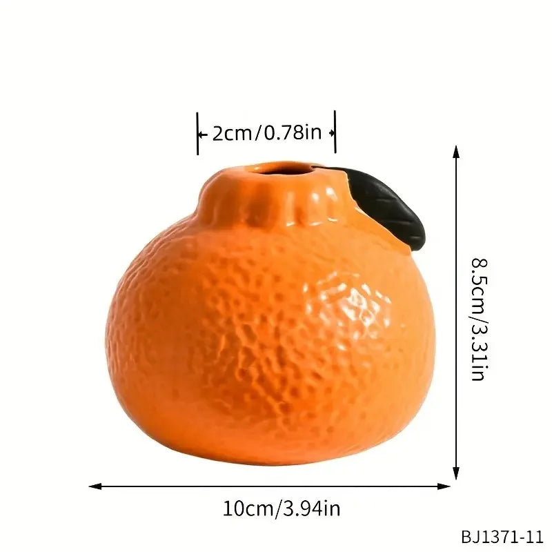Orange Ceramic Vase – Modern Hydroponics Planter for Living Room & Office