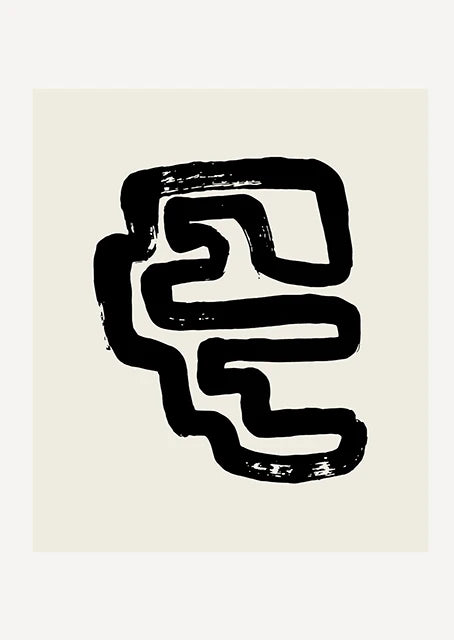 Abstract Modern Minimalist Black and White Art Painting