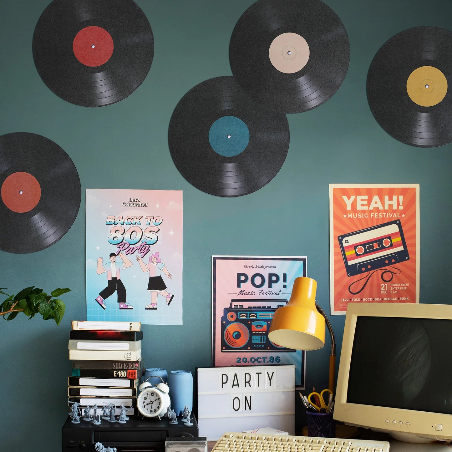 8Pcs Vinyl Record Wall Stickers Decors