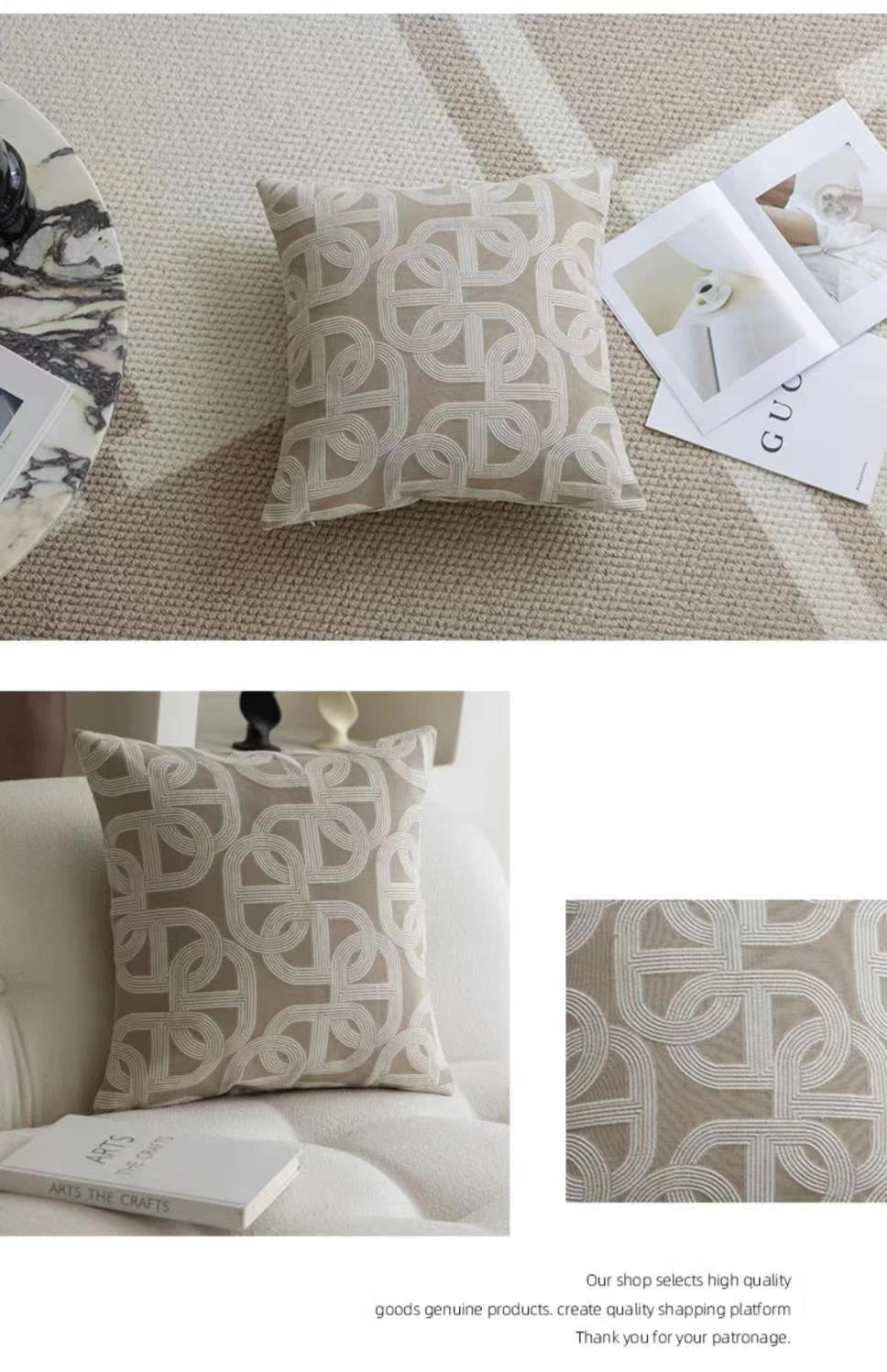 Nordic Oatmeal Light Luxury Cushion Cover Geometric Jacquard Pillow Covers Decorative Modern High-end  Pillows Decor Home
